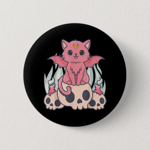 Kawaii Pastel Goth Niedliche Creepy Demon Cat and Button