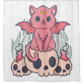 Kawaii Pastel Goth Niedliche Creepy Demon Cat and  Duschvorhang (Vorderseite)