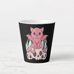 Kawaii Pastel Goth Niedliche Creepy Demon Cat and  Milchtasse