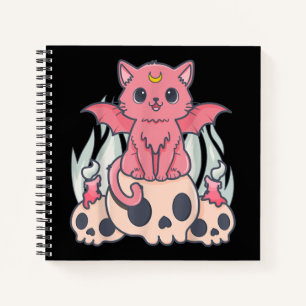 Kawaii Pastel Goth Niedliche Creepy Demon Cat and  Notizblock