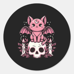 Kawaii Pastel Goth Niedliche Creepy Katze Bat Skel Runder Aufkleber