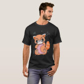 Kawaii Pastel Goth Red Panda Chibi Anime Moon T-Shirt (Vorne ganz)