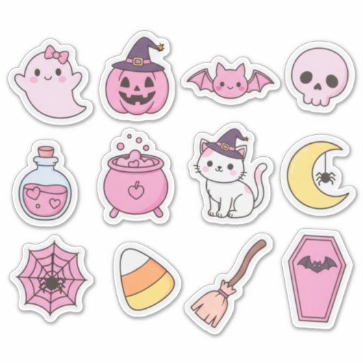Kawaii Pastel Halloween Magic Sticker Pack (Vorderseite)