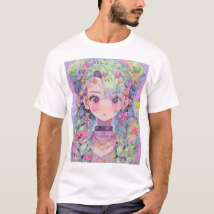 Kawaii Pastel Harajuku Anime Girl mit Braids T-Shirt