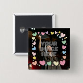 Kawaii Pastel Hearts Foto Border anpassbar Button (Vorne & Hinten)