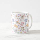 Kawaii Pastel Kittens and Flowers Pattern Mug Kaffeetasse (VorderseiteRechts)