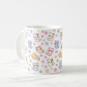 Kawaii Pastel Kittens and Flowers Pattern Mug Kaffeetasse (Vorderseite Links)