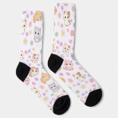 Kawaii Pastel Kittens and Flowers  Socken (Rechts)