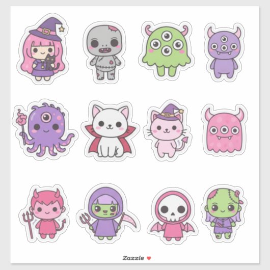 Kawaii Pastel Monster Mash Sticker Pack (Blatt)