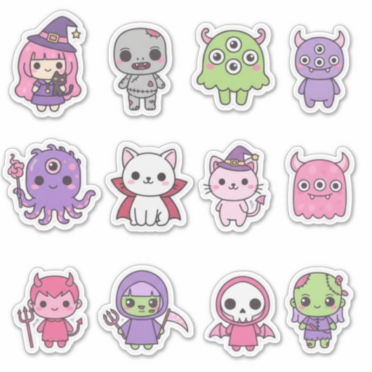Kawaii Pastel Monster Mash Sticker Pack (Vorderseite)