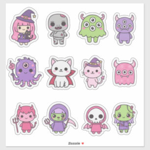 Kawaii Pastel-Monster-Mix Sticker-Pack Aufkleber