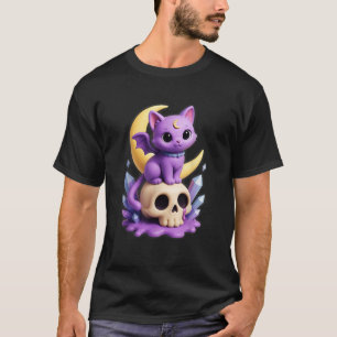 Kawaii Pastel Niedlich Goth Creepy Lila Bat Cat Se T-Shirt