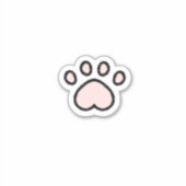 Kawaii Pastel Pink Cat Paw Aufkleber (Vorderseite)