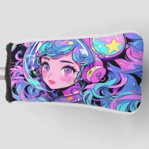 Kawaii Pastel Pink und Blue Space Anime Girl Golf Headcover