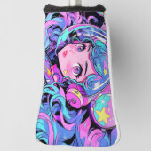 Kawaii Pastel Pink und Blue Space Anime Girl Golf Headcover (Rotieren 90)