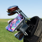 Kawaii Pastel Pink und Blue Space Anime Girl Golf Headcover (In Situ)