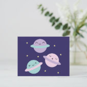 Kawaii Pastel Planets Postkarte (Stehend Vorderseite)