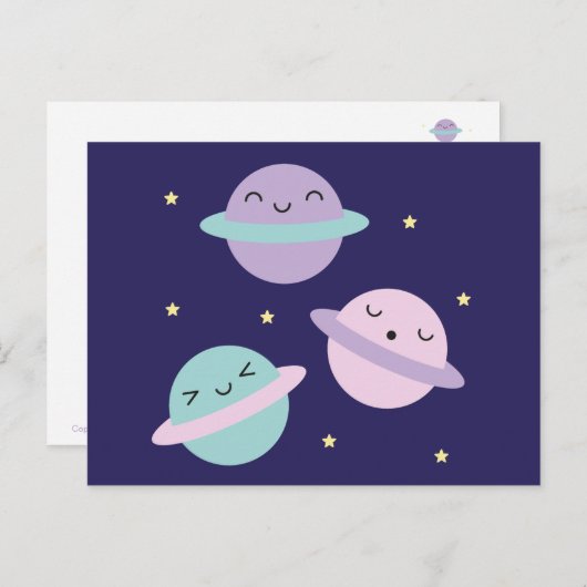 Kawaii Pastel Planets Postkarte (Vorne/Hinten)