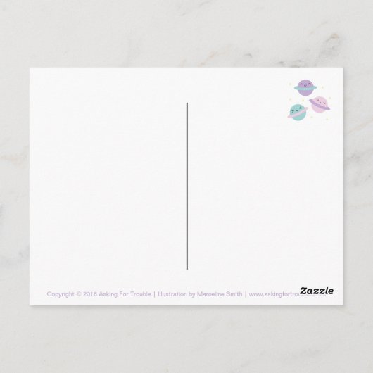 Kawaii Pastel Planets Postkarte (Rückseite)