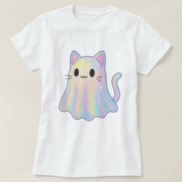 Kawaii Pastel Rainbow Cat Ghost | Spooky Ästhetik T-Shirt