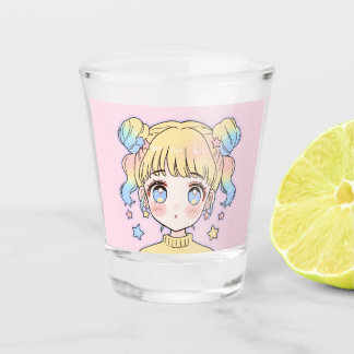 Kawaii Pastel Star Girl Portrait Schnapsglas