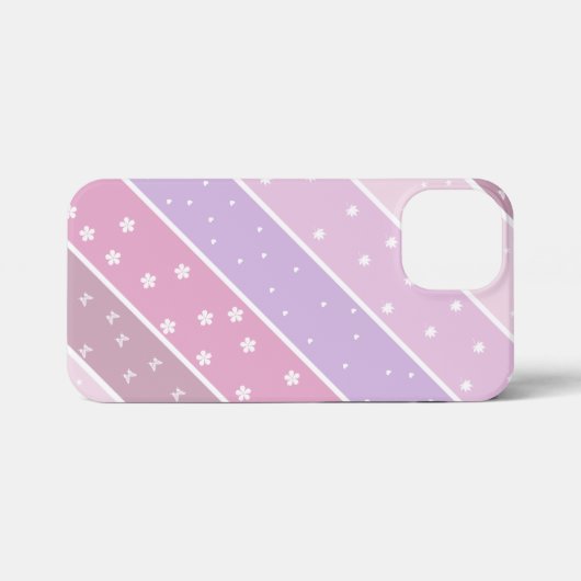 Kawaii Pastel Stripes iPhone Hülle (Rückseite (Horizontal))