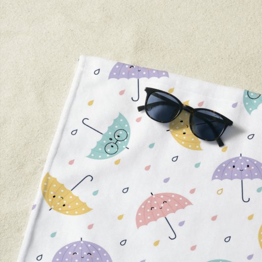 Kawaii Pastel Umbrella Pattern Beach Handtuch (Beispiel)