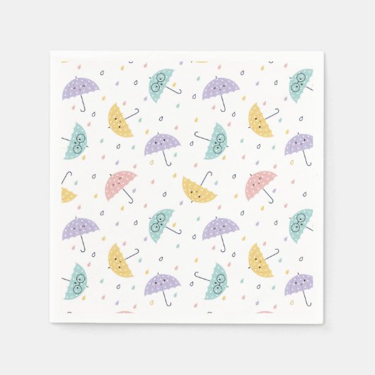 Kawaii Pastel Umbrella Pattern Napkins Serviette (Vorderseite)