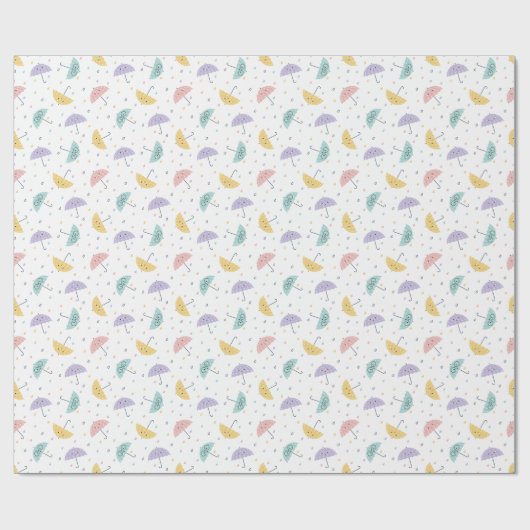 Kawaii Pastel Umbrella Pattern Wrapping Paper Roll Geschenkpapier (Flach)