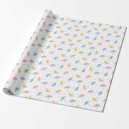 Kawaii Pastel Umbrella Pattern Wrapping Paper Roll Geschenkpapier (Ungerollt)