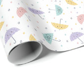 Kawaii Pastel Umbrella Pattern Wrapping Paper Roll Geschenkpapier (Rolleneckpunkt)