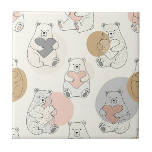Kawaii Pastell-Bär-Herz-Muster Fliese