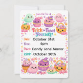 Kawaii Pastell-Chibi-Geist Halloween Einladung (Vorderseite)