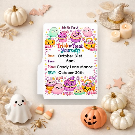 Kawaii Pastell-Chibi-Geist Halloween Einladung
