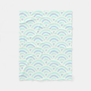 Kawaii Pastell Japanisches Seigaiha-Muster Fleecedecke