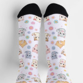 Kawaii Pastell-Kätzchen und Blumen Socken (Oben)