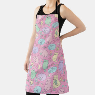 Kawaii Pastell Katzen und Blumen Muster Schürze
