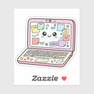 Kawaii Pastell Laptop Lernvibes Aufkleber