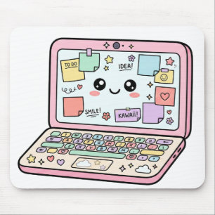 Kawaii Pastell Laptop Lernvibes Aufkleber Mousepad