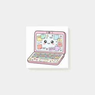 Kawaii Pastell Laptop Lernvibes Aufkleber Post-it Klebezettel
