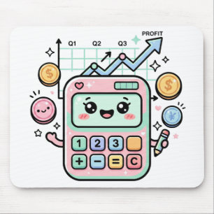 Kawaii Pastell-Rechner Finanzen Student Aufkleber Mousepad