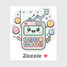 Kawaii Pastell-Rechner Finanzstudenten-Aufkleber