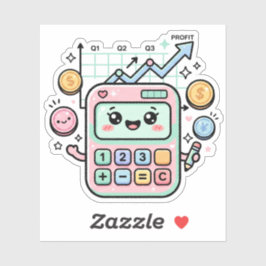 Kawaii Pastell-Rechner Finanzstudenten-Aufkleber Aufkleber