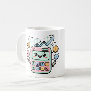 Kawaii Pastell-Rechner Finanzstudenten-Aufkleber Kaffeetasse