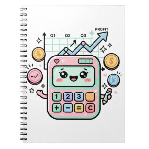 Kawaii Pastell-Rechner Finanzstudenten Aufkleber Notizblock