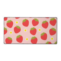 Kawaii Pastell Rosa Erdbeeren Schreibtischunterlag