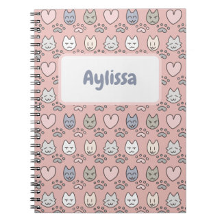 Kawaii Pastell Rosa Katzenmuster Notizblock