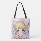 Kawaii Pastell-Star-Mädchen-Porträt Tasche (Rückseite)