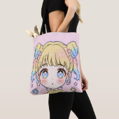 Kawaii Pastell-Star-Mädchen-Porträt Tasche (Von Nahem)