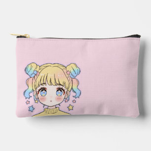 Kawaii Pastell-Star-Mädchen-Porträt Zubehörtasche